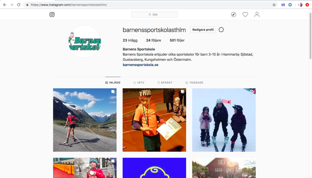 Barnens Sportskola Instagram