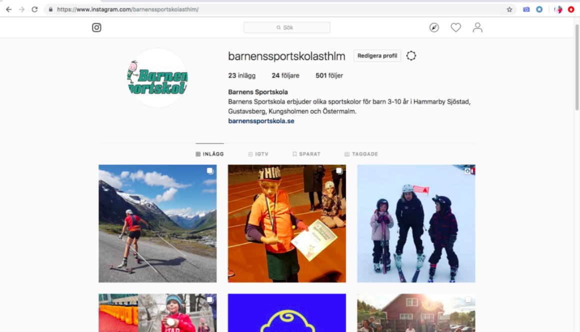 Barnens Sportskola Instagram